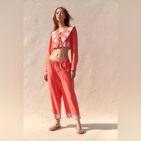 Free People Amina Coord Matching Set Embroidered Tie Front NWT - Picture 14 of 14